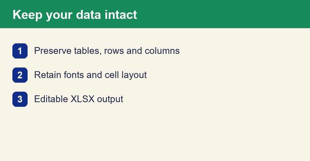 Keep tables, fonts and layout intact when converting PDF to Excel